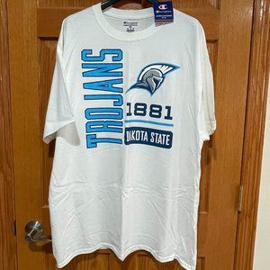 CHAMPION Mens 2XL Dakota State University DSU Trojans White Short Sleeve T-Shirt
